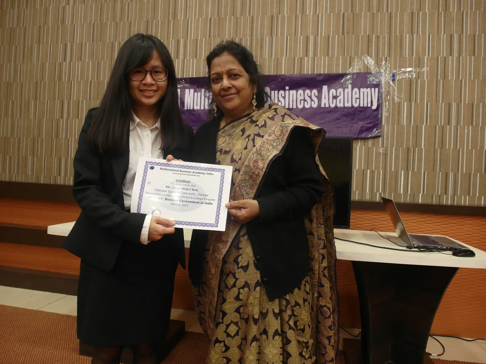 Certificate presentation at Multinational Business Academy